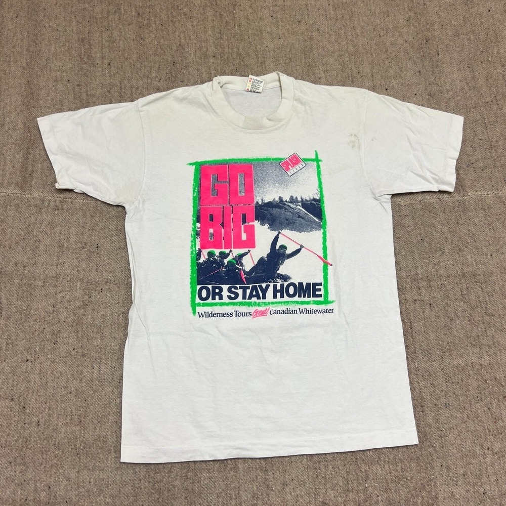 Vintage Canadian Whitewater Rafting Shirt Mens Large White 1990s